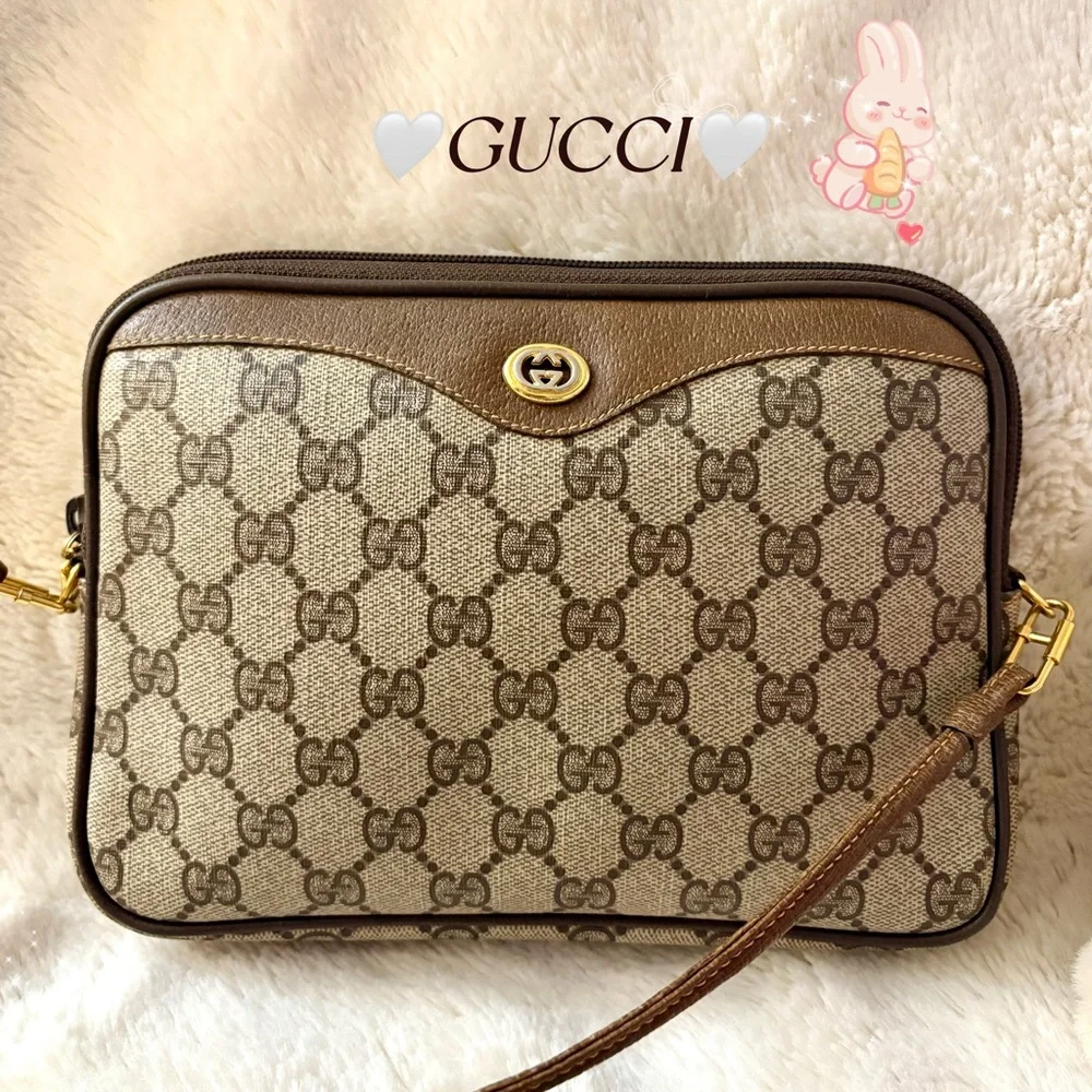 GUCCI monogram interlocking Auth VTG Clutch Crossbody Shoulder Bag💫 - Picture 6 of 17